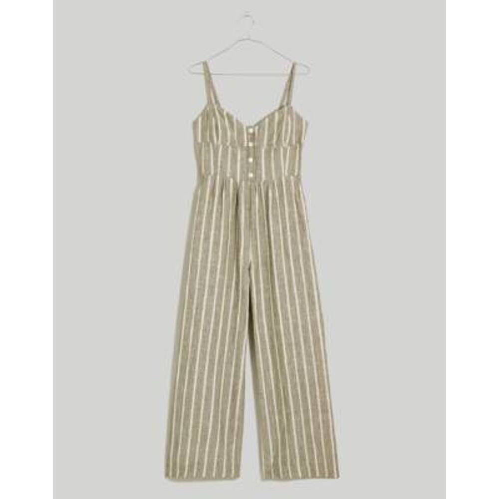 Madewell Sleeveless Green Wide Leg Linen Jumpsuit Size 0